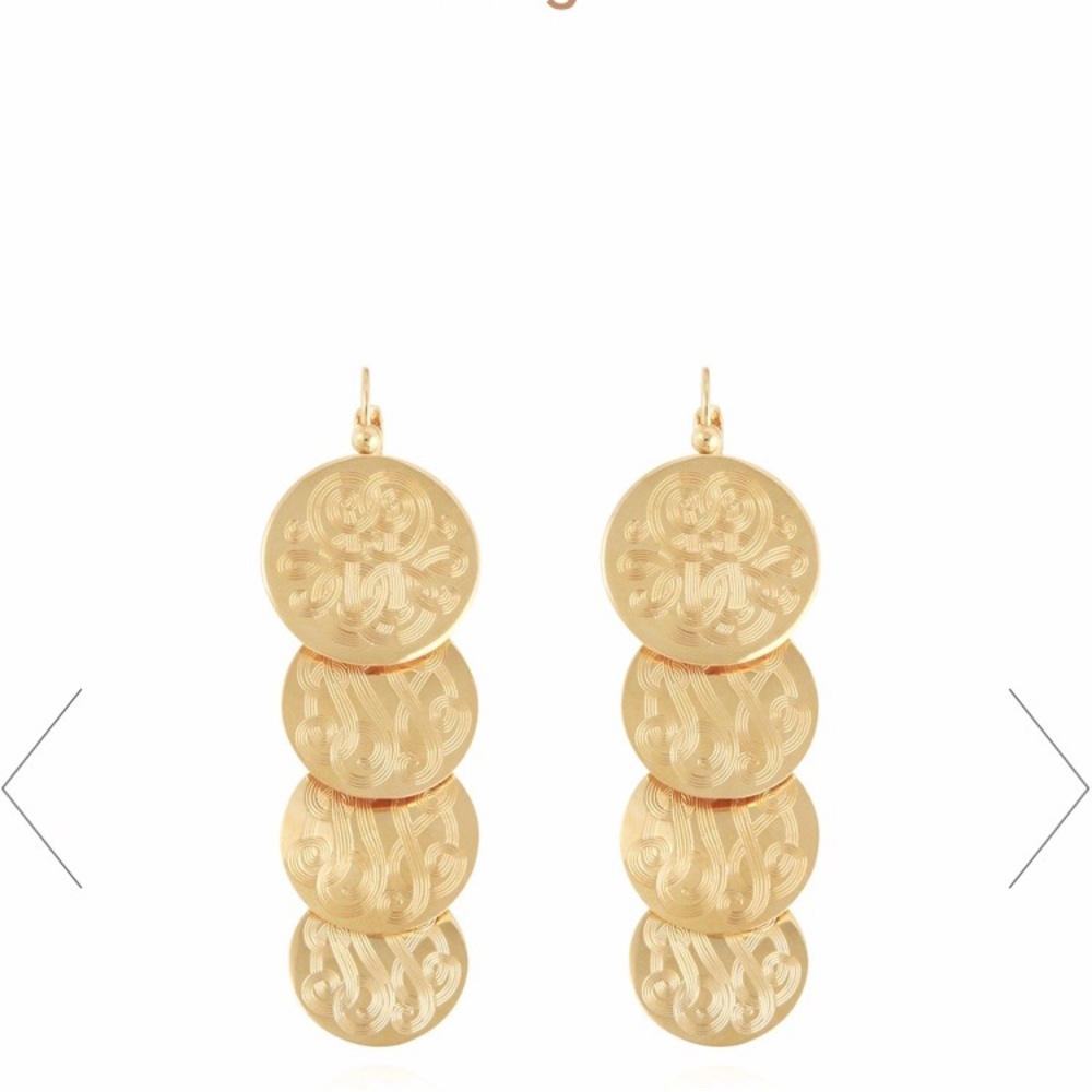 Gorgeous Gas Bijoux gold medallion earrings.